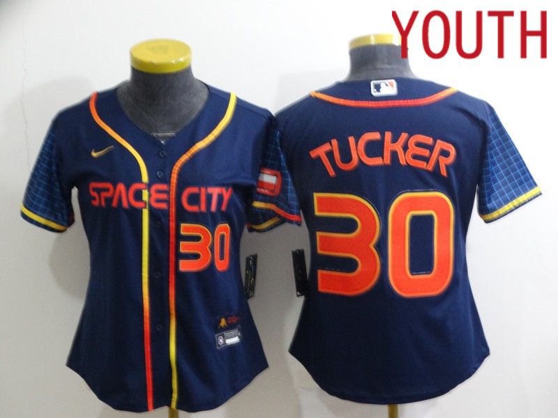 Cheap Youth Houston Astros 30 Tucker Blue City Edition Game Nike 2022 MLB Jerseys